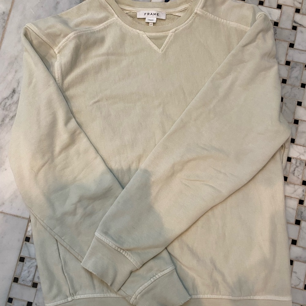 Frame Men's Light Cream Crewneck Sweater